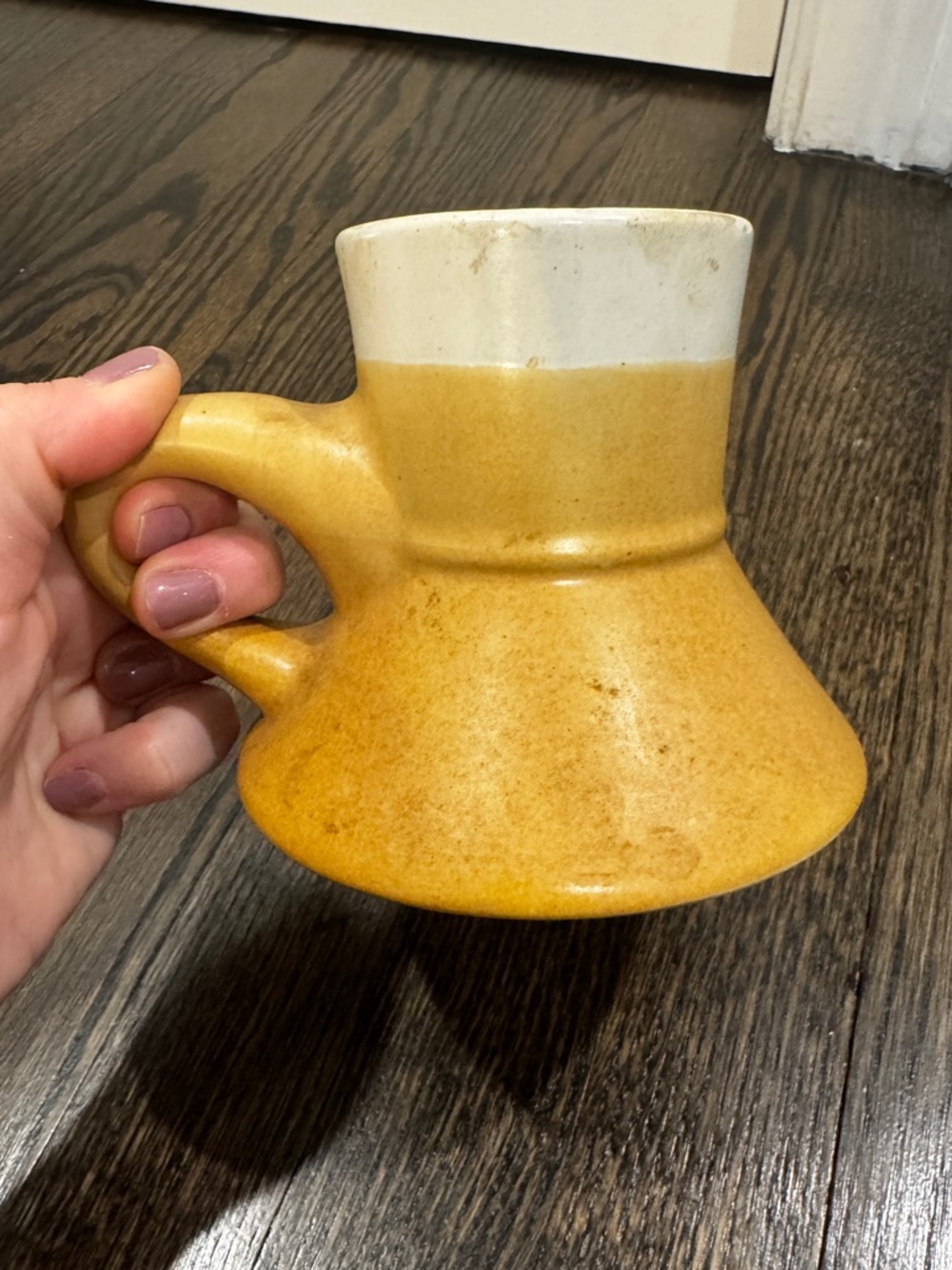 Vintage Stoneware Mug Pedestal Base Coffee Cup Rustic Retro MCM